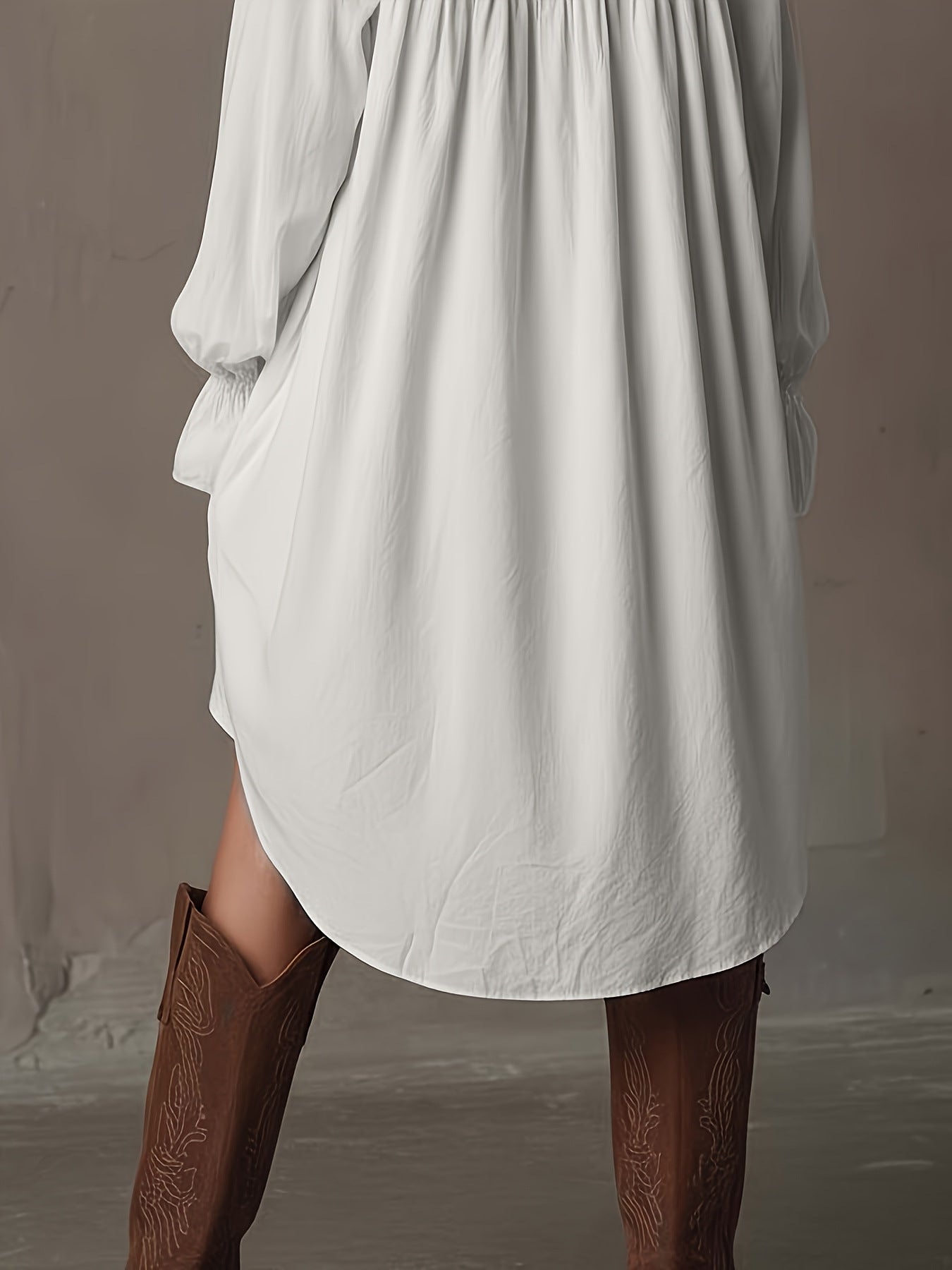 Ivory Whisper Bohemian Lace Shirt Dress