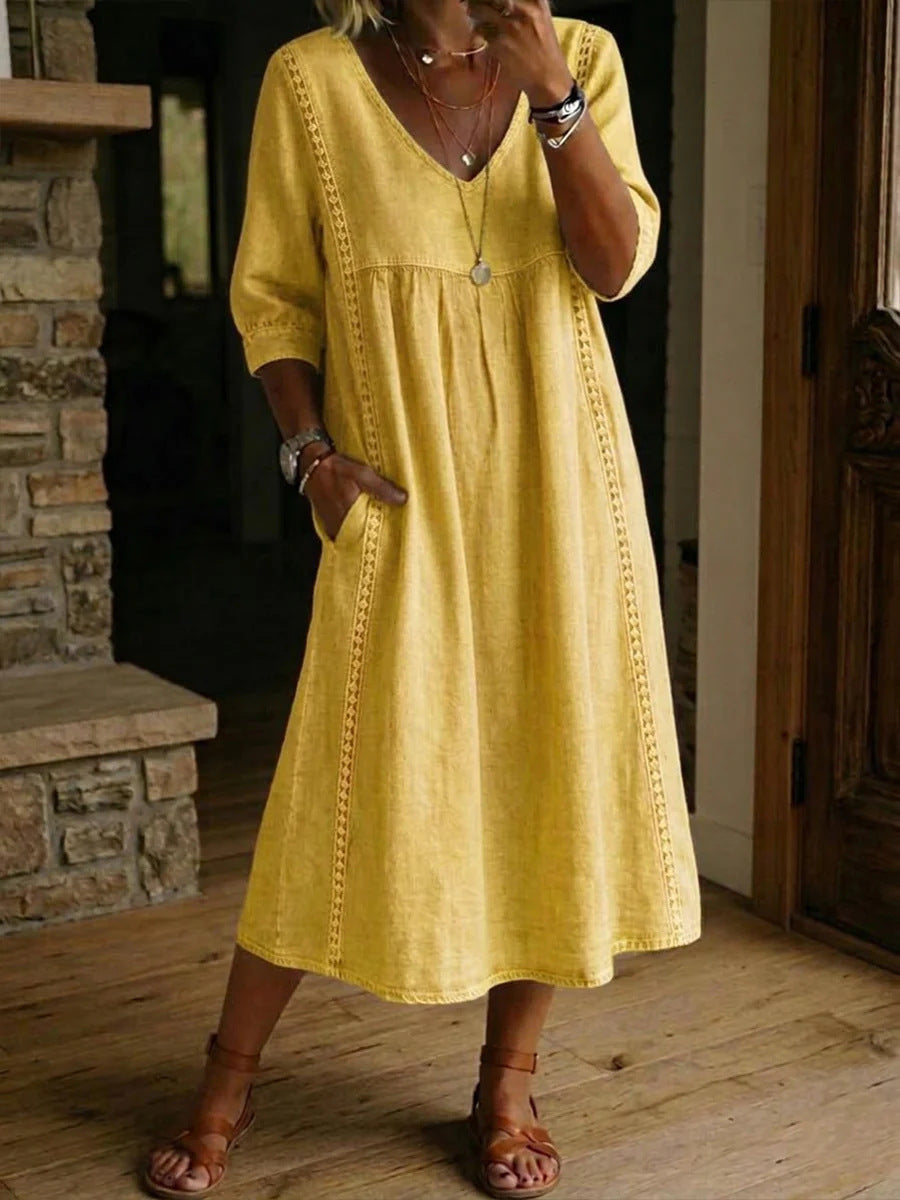 📦📦LAST DAY SAVE 49% ⏰Casual Loose-fitting Denim Dress With Lace Trim