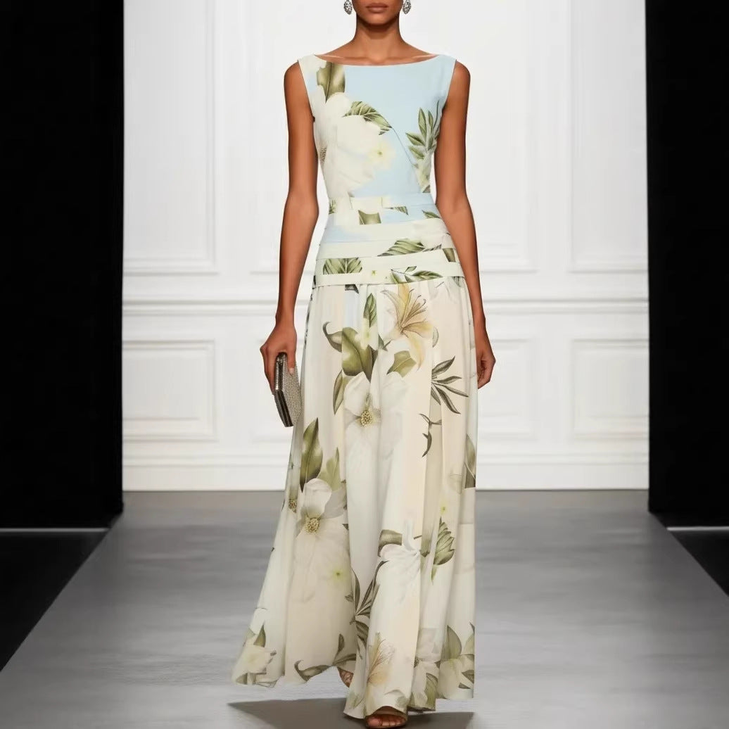 Lily Grace Watercolor Floral Sleeveless Maxi Dress