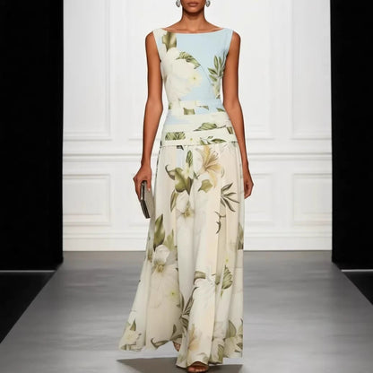 Lily Grace Watercolor Floral Sleeveless Maxi Dress