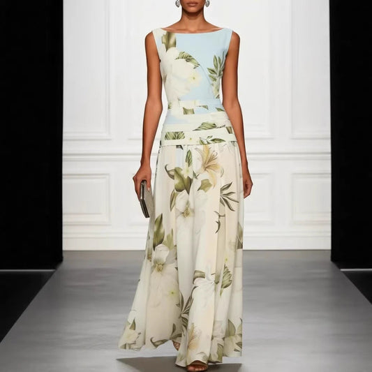 Lily Grace Watercolor Floral Sleeveless Maxi Dress
