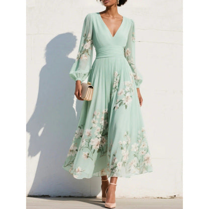 Sage Blossom Embroidered Sleeve Wrap Maxi Dress