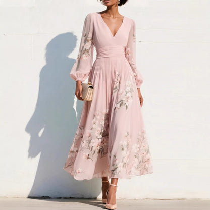 Sage Blossom Embroidered Sleeve Wrap Maxi Dress
