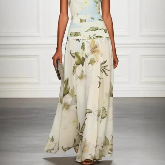 Lily Grace Watercolor Floral Sleeveless Maxi Dress