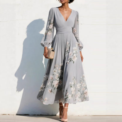 Sage Blossom Embroidered Sleeve Wrap Maxi Dress