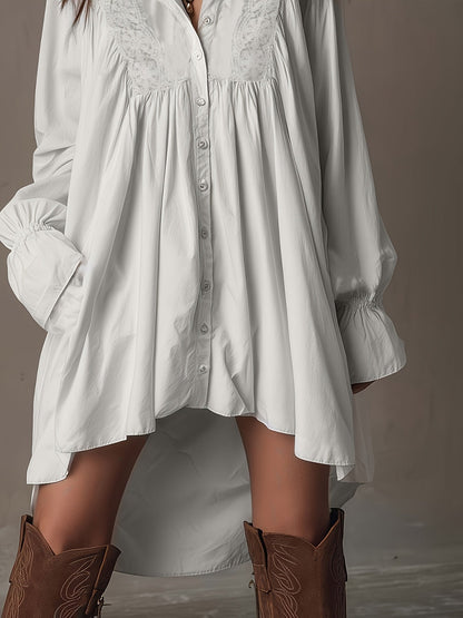 Ivory Whisper Bohemian Lace Shirt Dress