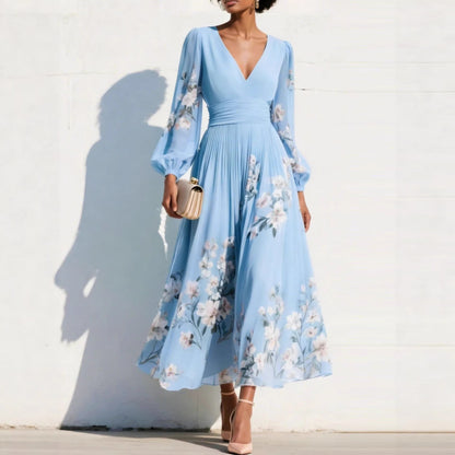 Sage Blossom Embroidered Sleeve Wrap Maxi Dress