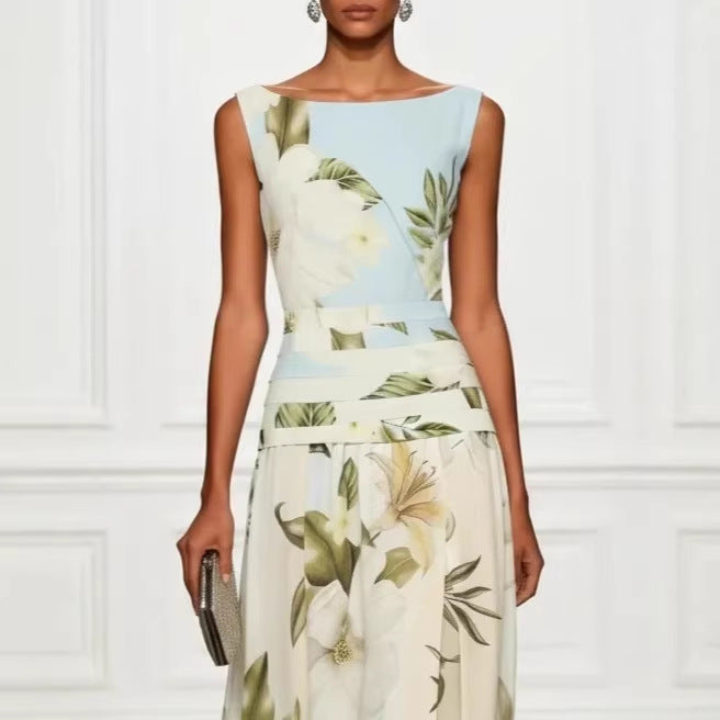 Lily Grace Watercolor Floral Sleeveless Maxi Dress