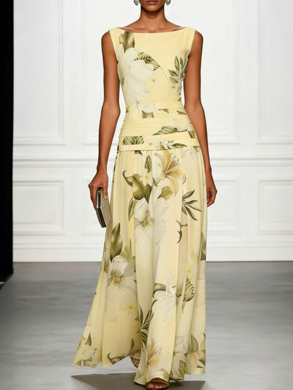 Lily Grace Watercolor Floral Sleeveless Maxi Dress
