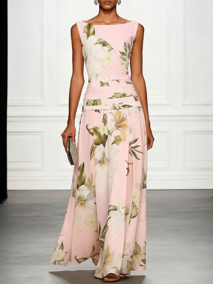 Lily Grace Watercolor Floral Sleeveless Maxi Dress
