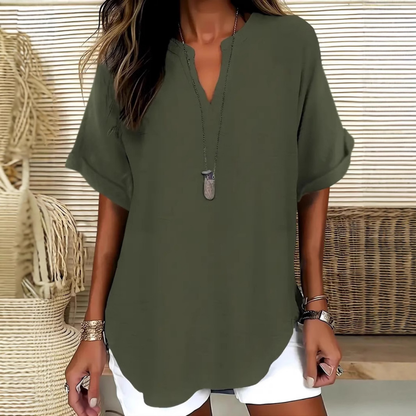 Véronique | Relaxed V-Notch Blouse (Restocked)