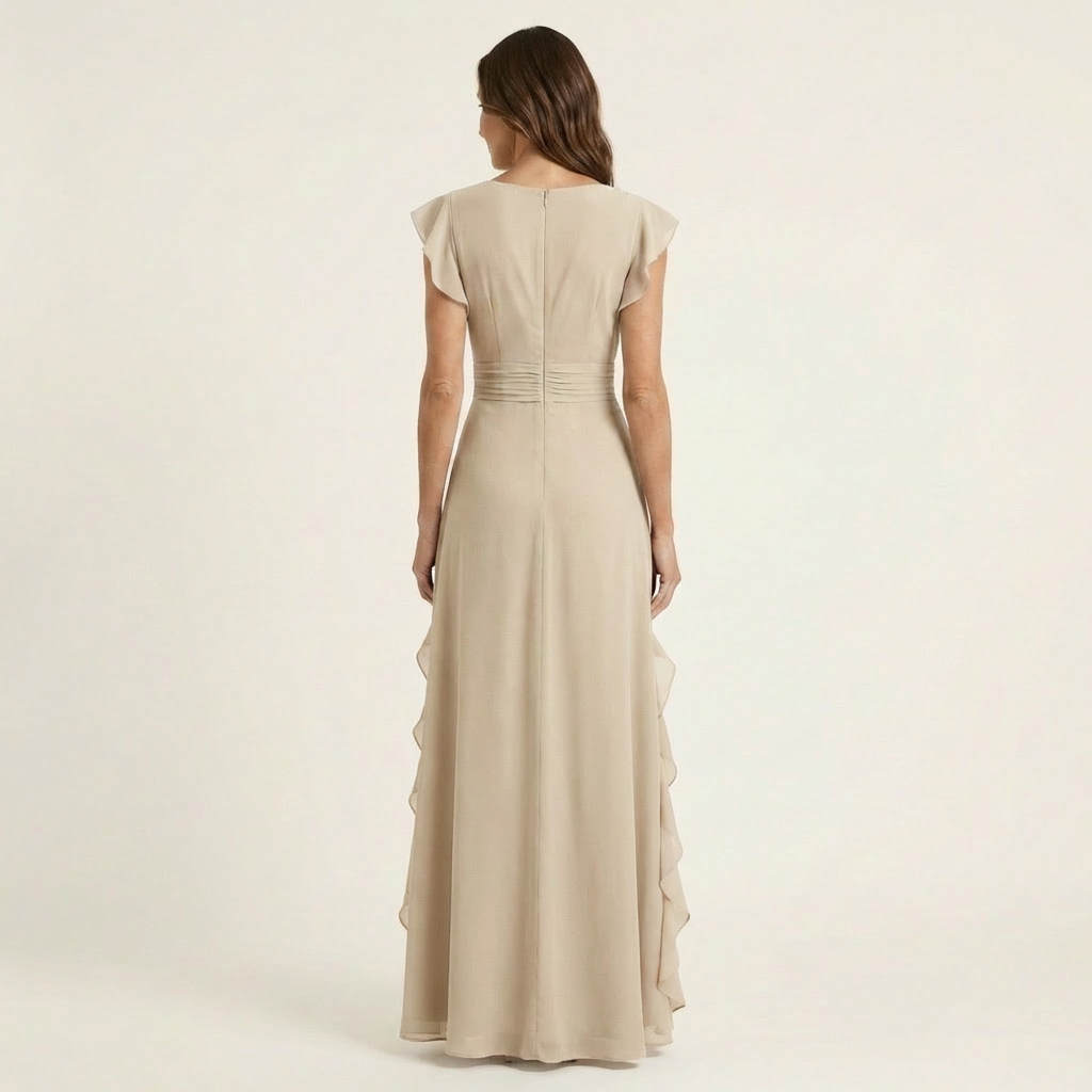 Elegant Ruffle Wrap Maxi Dress