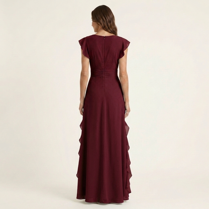 Elegant Ruffle Wrap Maxi Dress