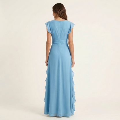 Elegant Ruffle Wrap Maxi Dress