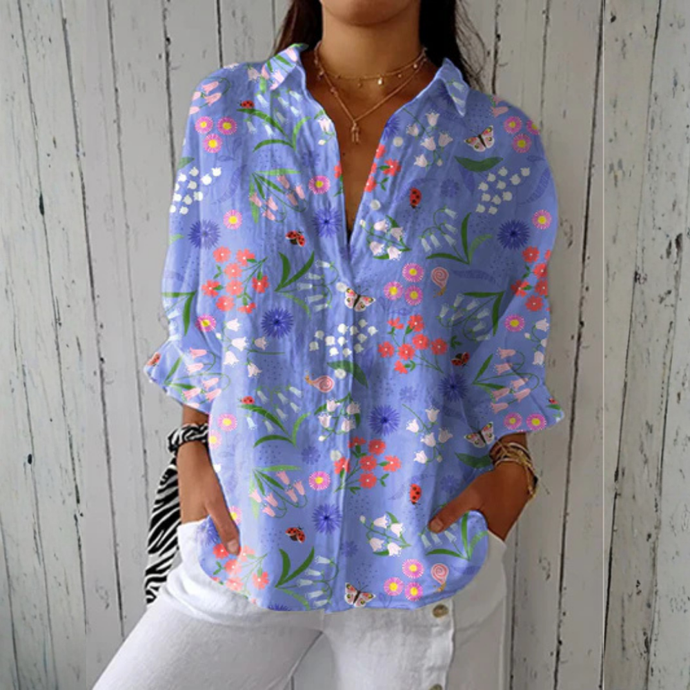 Helen | Blue Garden Blouse