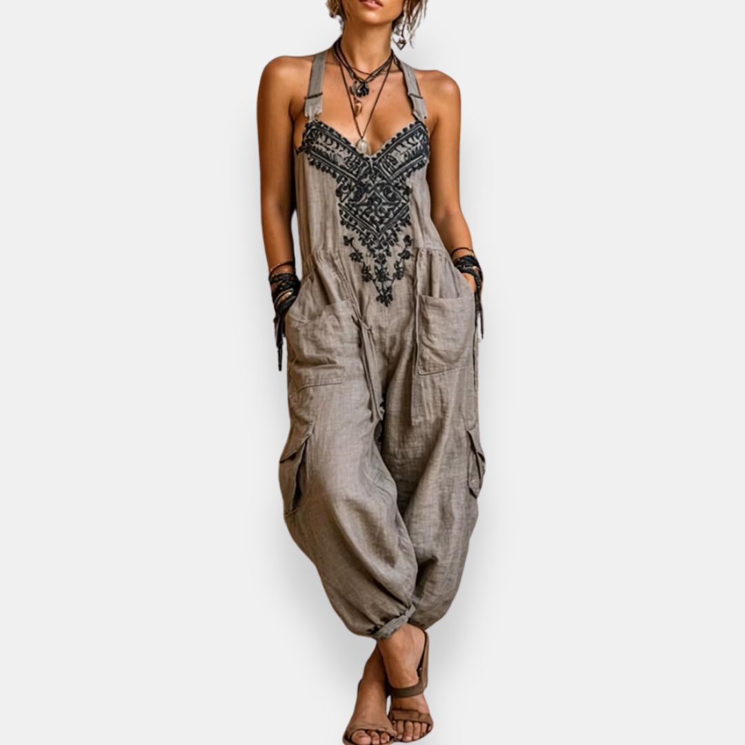Solara - Breezy Embroidered Jumpsuit