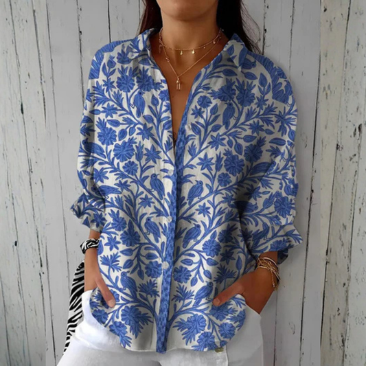 Helen | Blue Garden Blouse