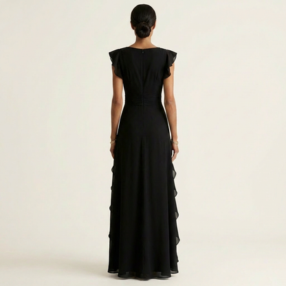 Elegant Ruffle Wrap Maxi Dress