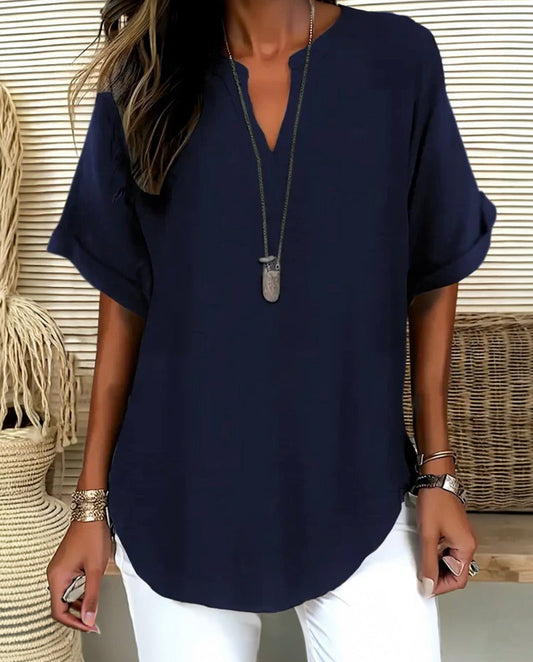 Véronique | Relaxed V-Notch Blouse (Restocked)