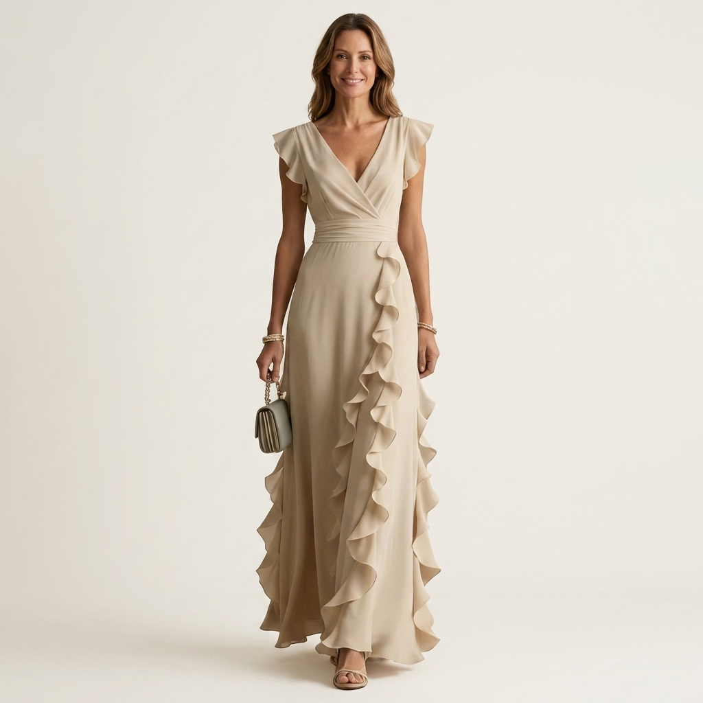 Elegant Ruffle Wrap Maxi Dress