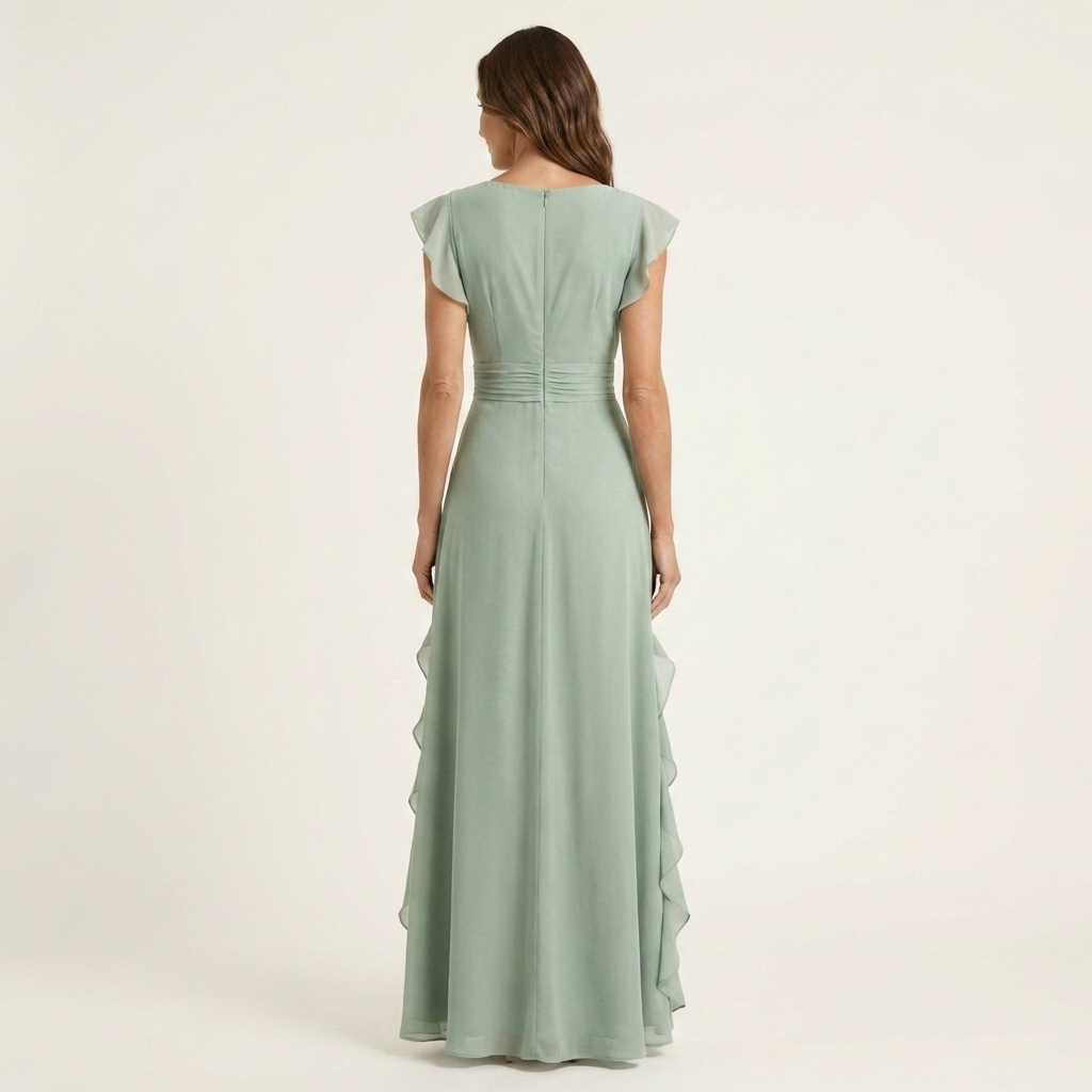 Elegant Ruffle Wrap Maxi Dress