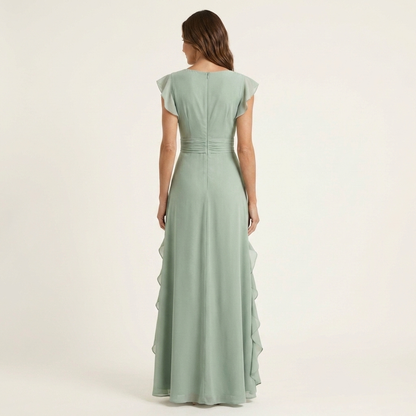 Elegant Ruffle Wrap Maxi Dress