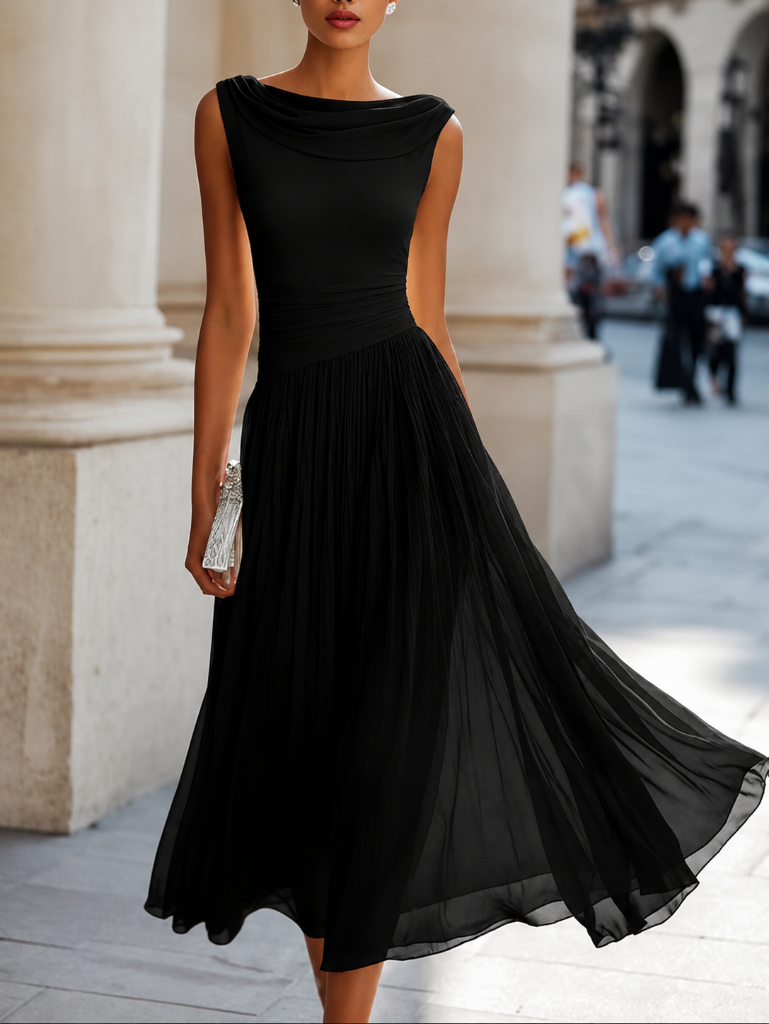 Carissa - Elegant Draped Midi Dress