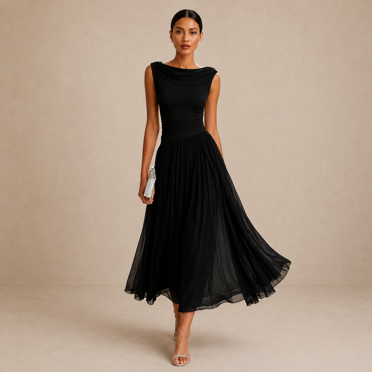 Carissa - Elegant Draped Midi Dress