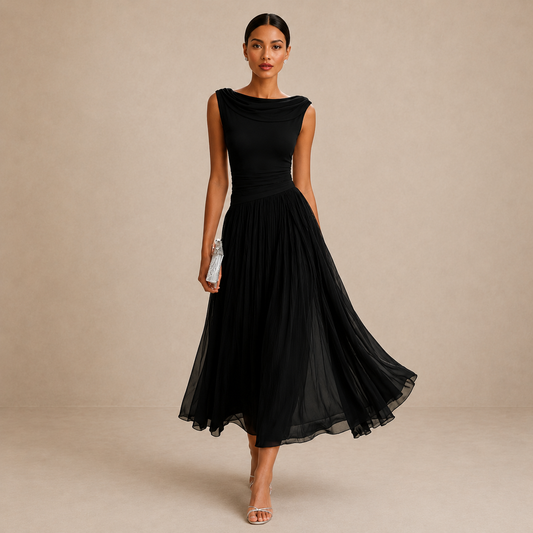 Carissa - Elegant Draped Midi Dress