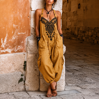 Solara - Breezy Embroidered Jumpsuit