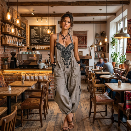 Solara - Breezy Embroidered Jumpsuit