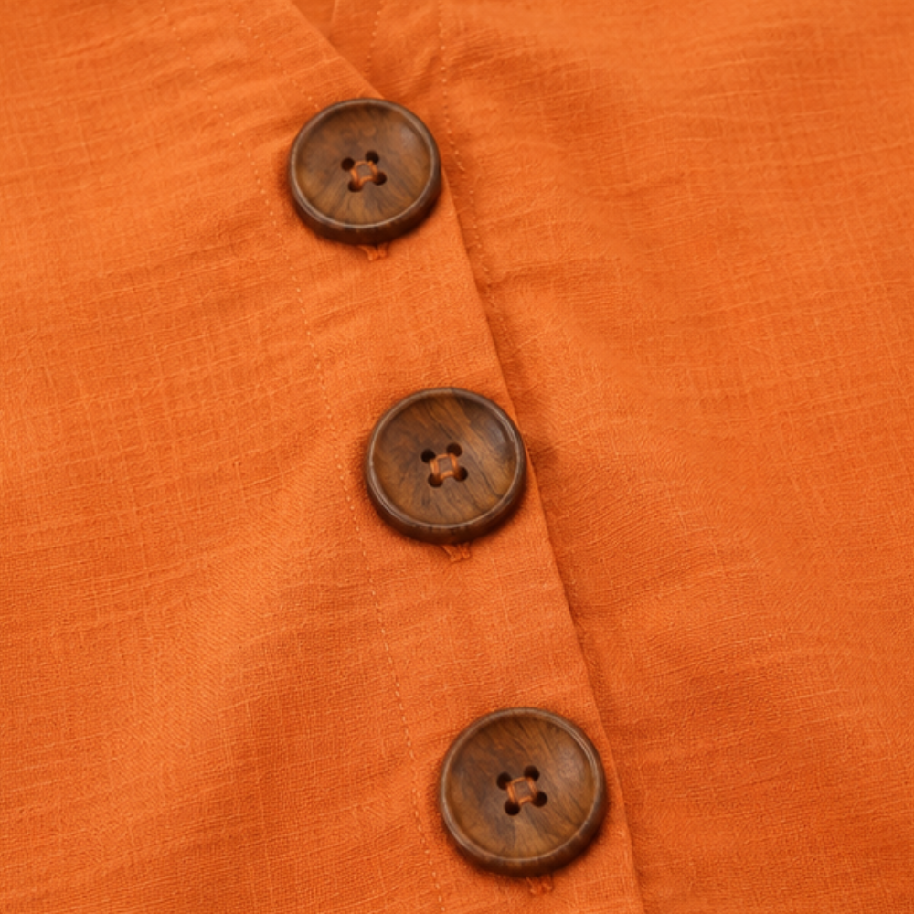 V-Neck Ruffle Sleeve Blouse with Buttons
