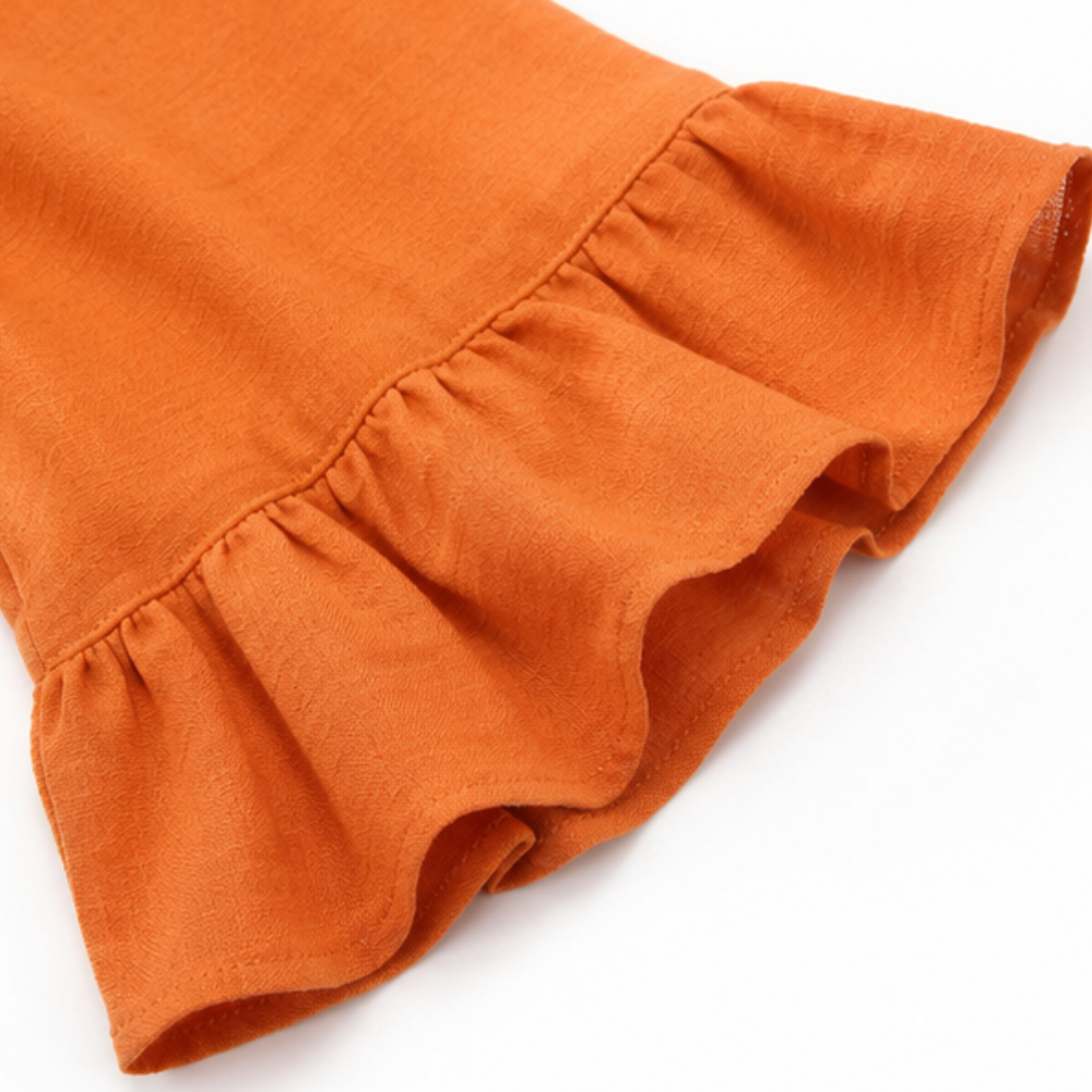V-Neck Ruffle Sleeve Blouse with Buttons