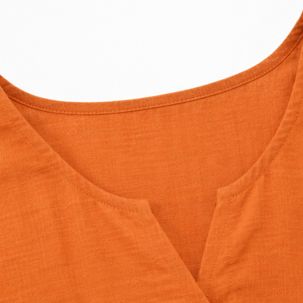 V-Neck Ruffle Sleeve Blouse with Buttons