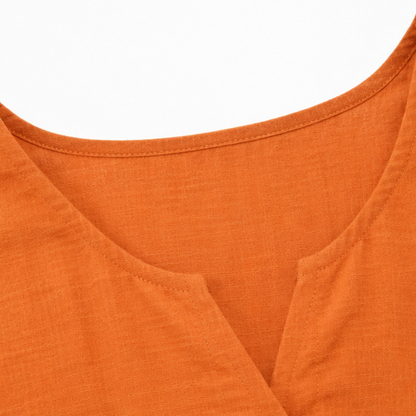 V-Neck Ruffle Sleeve Blouse with Buttons