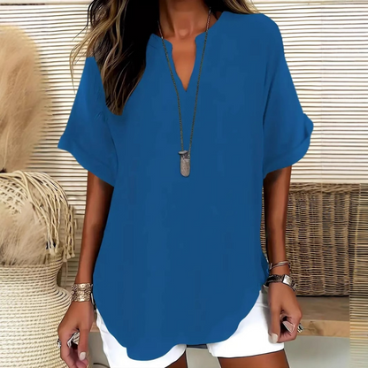 Véronique | Relaxed V-Notch Blouse (Restocked)