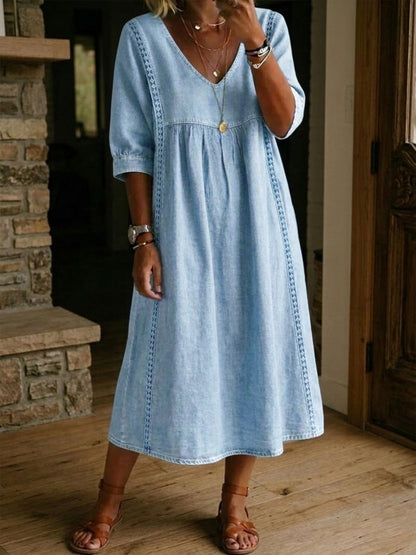 📦📦LAST DAY SAVE 49% ⏰Casual Loose-fitting Denim Dress With Lace Trim