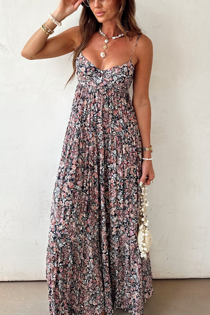 Pink Floral Tiered Boho Maxi Dress – Romantic Vacation Elegance