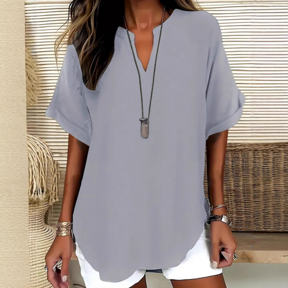Véronique | Relaxed V-Notch Blouse (Restocked)